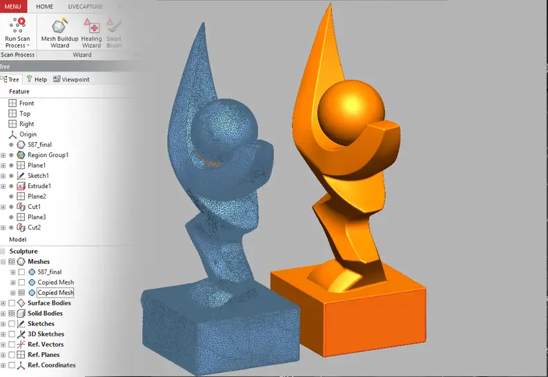 Scultura in ottone reverse engineering