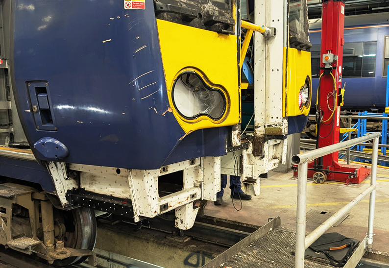 scansione 3d telaio di un treno